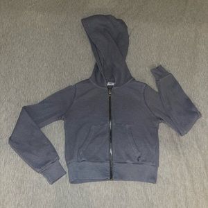 Aritzia Tna Waffle Zip-up Hoodie (granite blue)